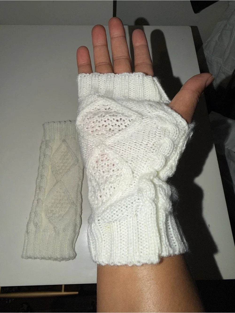 Cream Cable Knit Fingerless Gloves